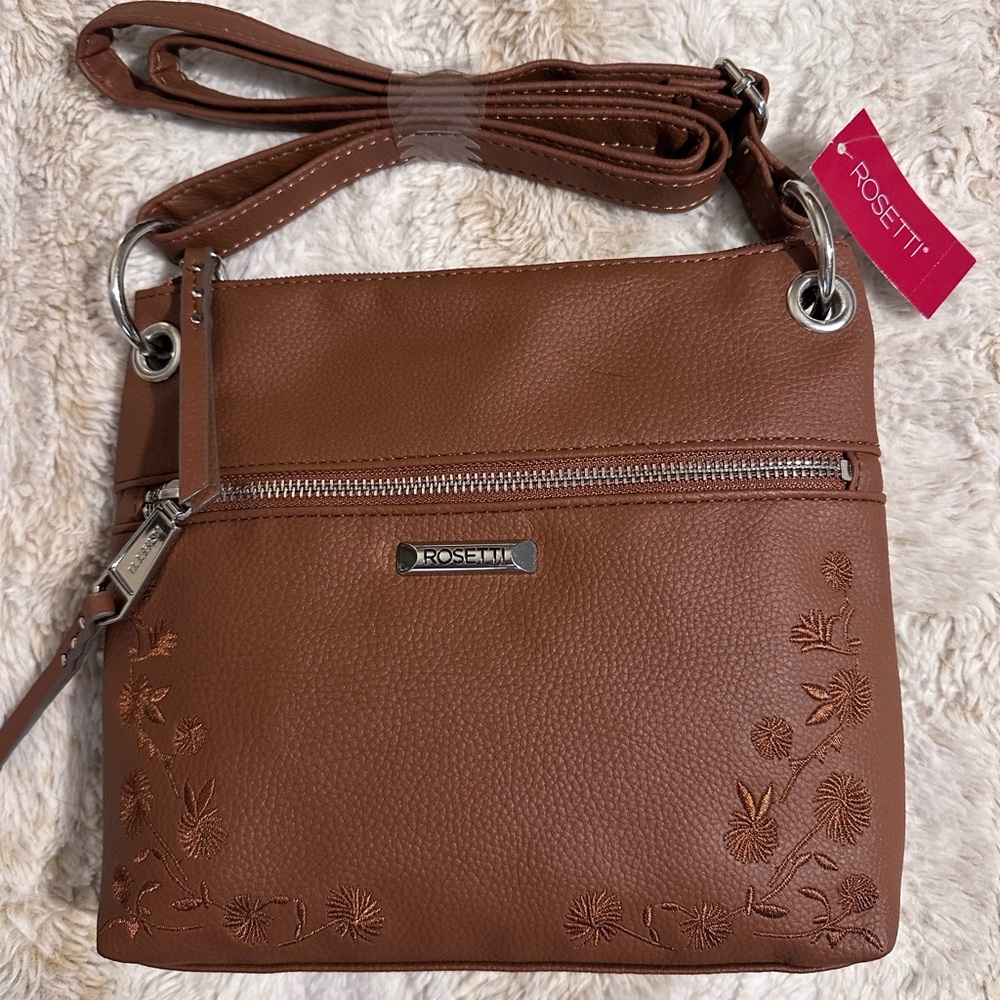 Rosetti Tan Floral Crossbody Bag